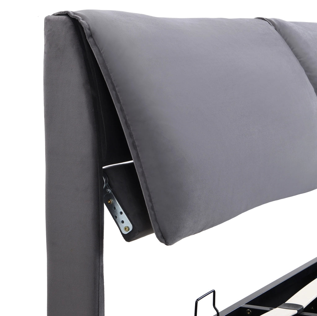 Letto con contenitore 160x200 cm; 3 cassetti; in velluto grigio