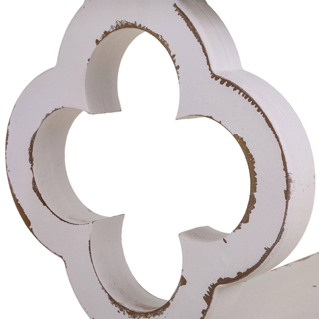 Mobile da ingresso in legno bianco intagliato 80x36x83h