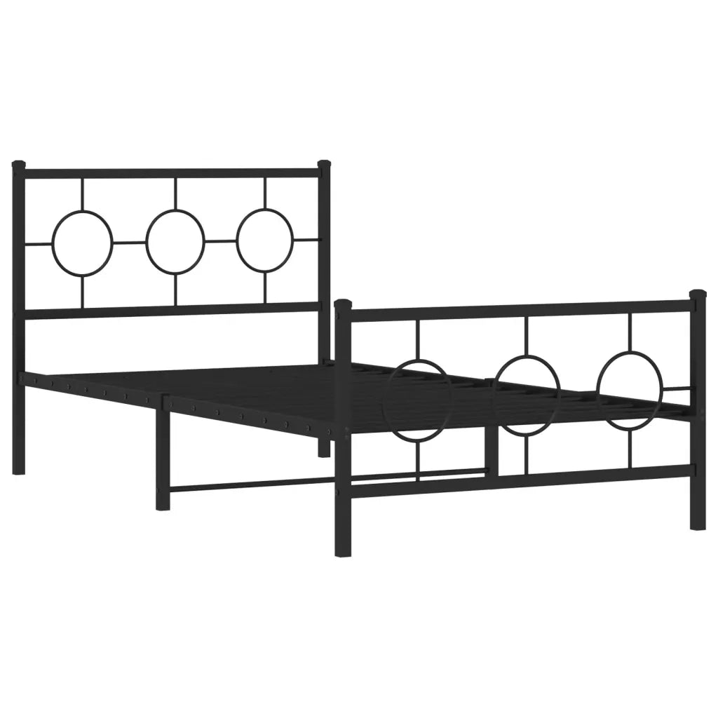 Giroletto con Testiera e Pediera-Struttura Letto Metallo Nero 100x190 cm 950313