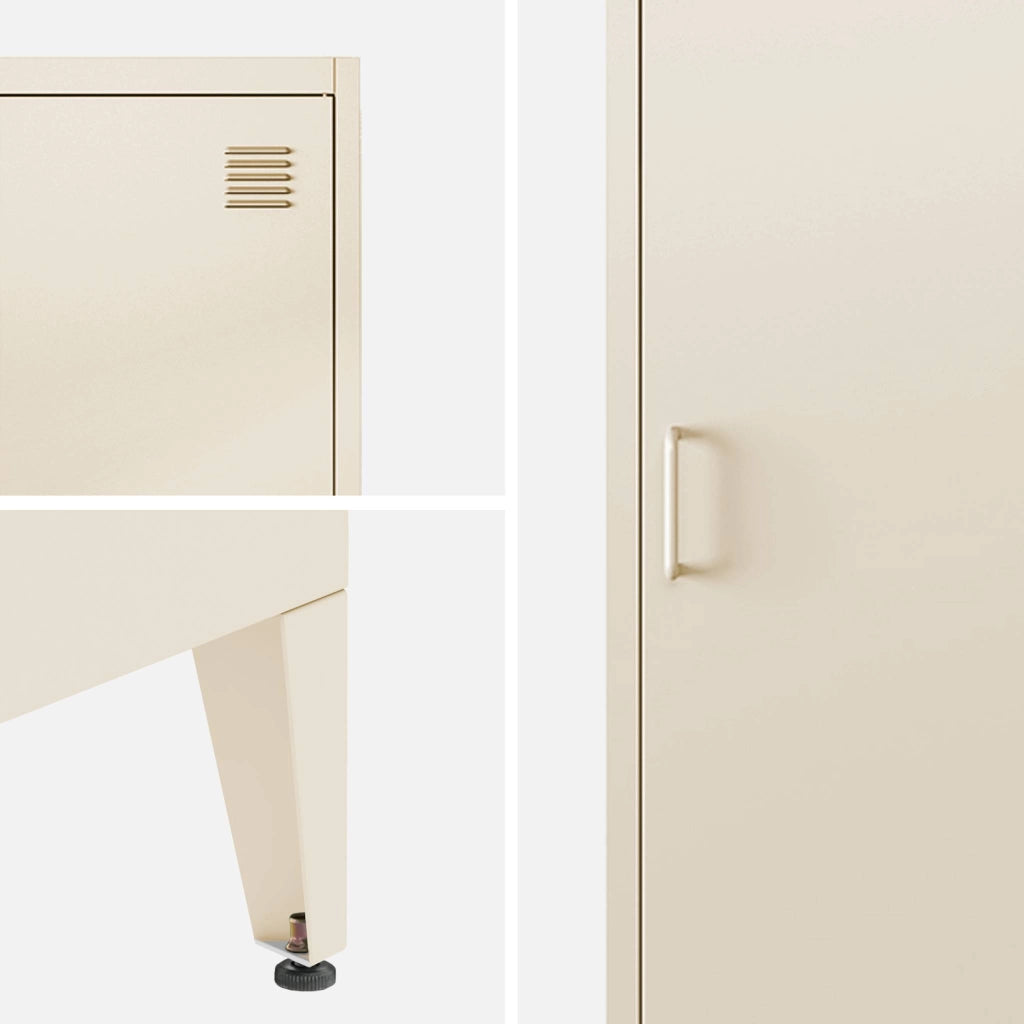 Set di 3 armadi camera industriale, 4 vani, beige