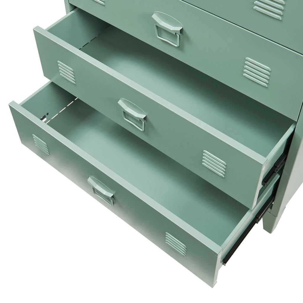 Cassettiera Hämeenlinna Comò in Acciaio con 4 Cassetti 92 x 80 x 40 cm Verde opaco [en.casa]