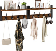 Wandhaken con Plank, Pianokapstok con Haken Montati a Parete, Houten Wandkapstok per Camera, Supporto per Abbigliamento/Imbottiti/Chiavi/Borse, Color Zimballo, HWS007Y-2
