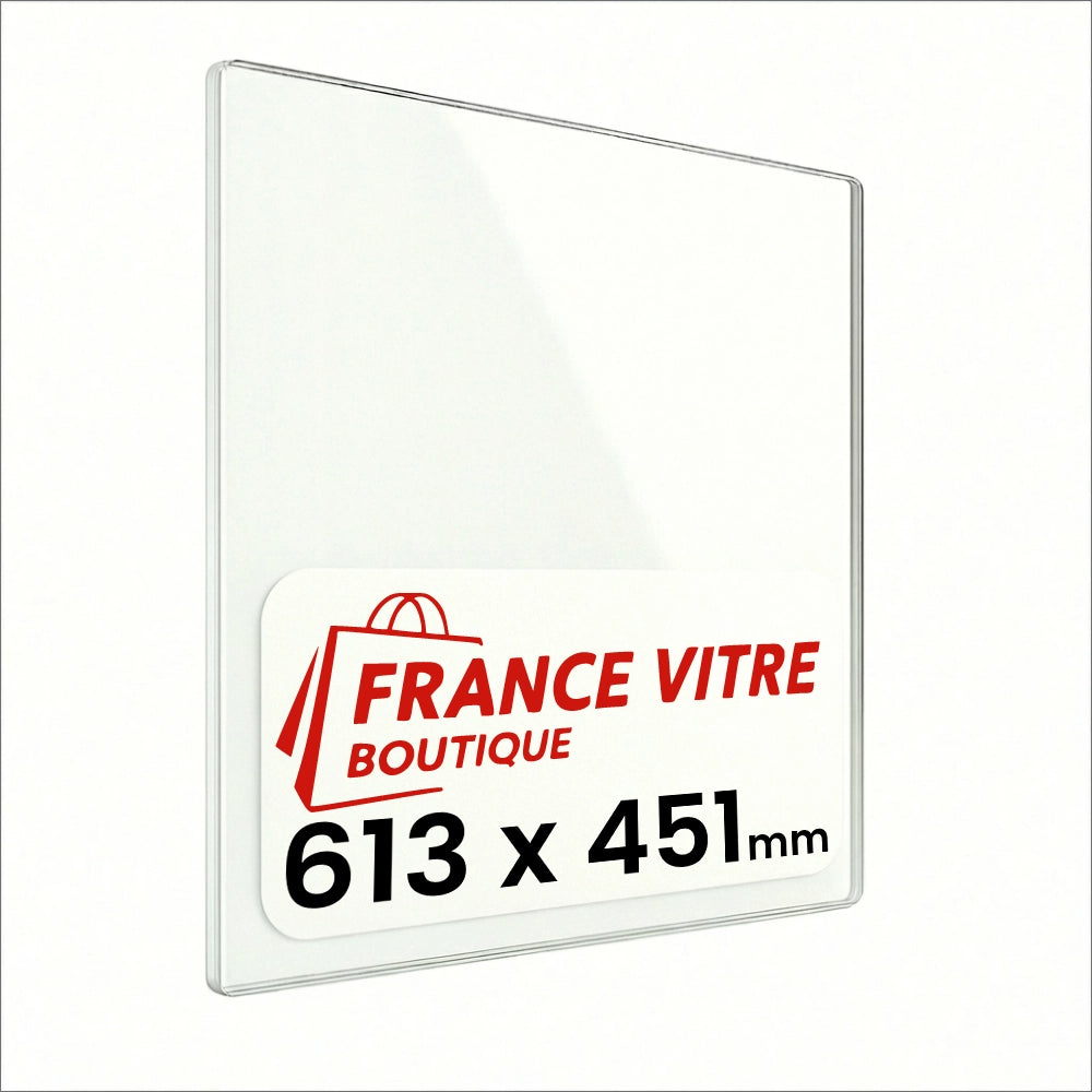 613 x 451 x 4 mm - Vetro per stufa a legna - vetro camino di ricambio - vetro per caminetto resistente al fuoco - France Vitre