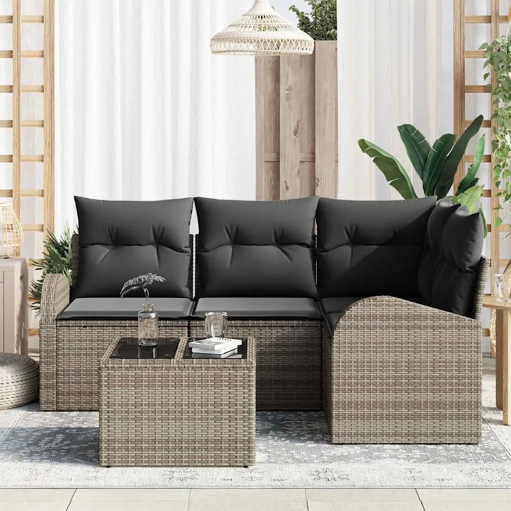Set Divano da Giardino Grigio polyrattan 3346029