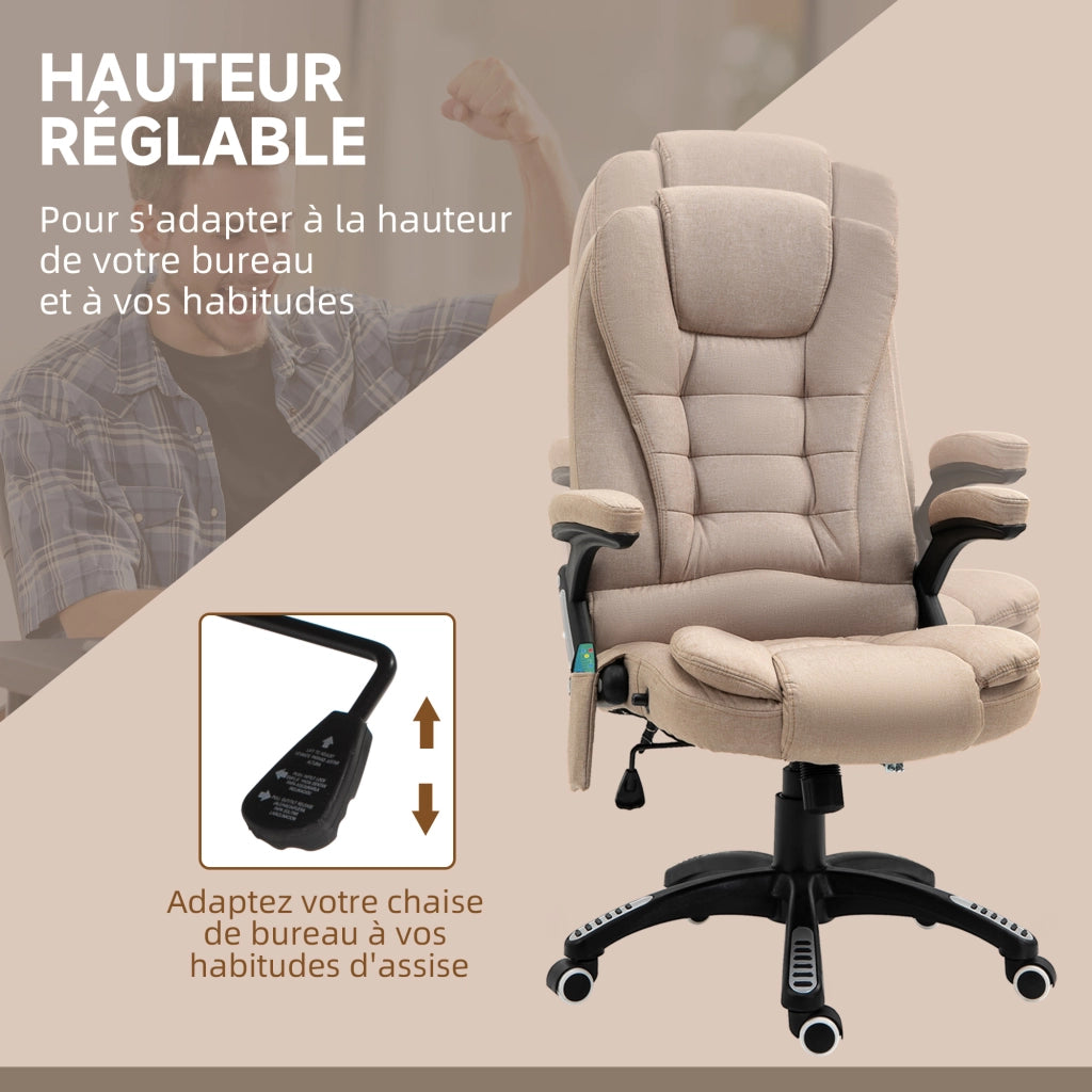 Sedia da ufficio massaggiante e riscaldante ¨C zephmum ¨C tessuto poliestere beige