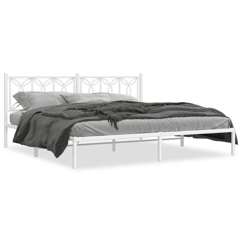 Giroletto con Testiera-Struttura Letto con testiera Metallo Bianco 193x203 cm 959545