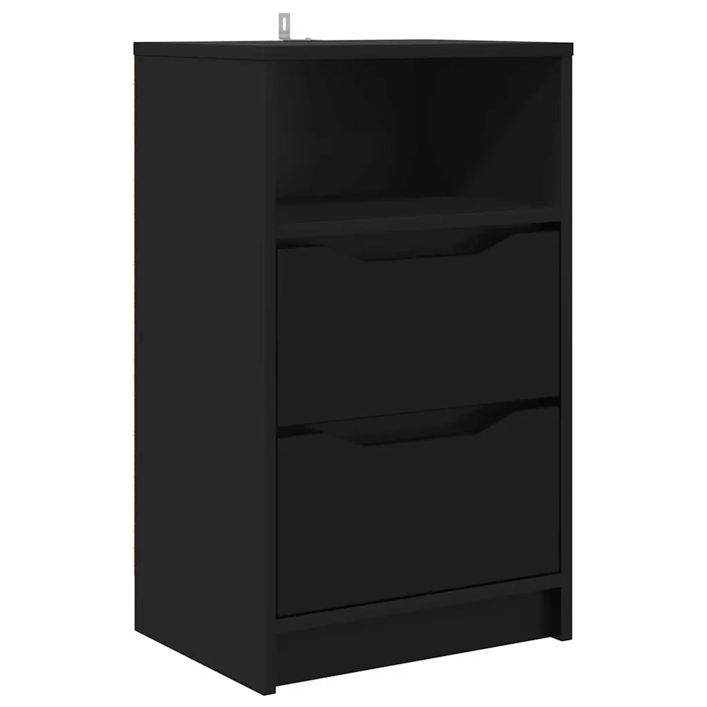 Comodino | Armadio da Notte | Mobiletto da notte con cassetto Nero 40 x 30 x 467 cm Legno multistrato