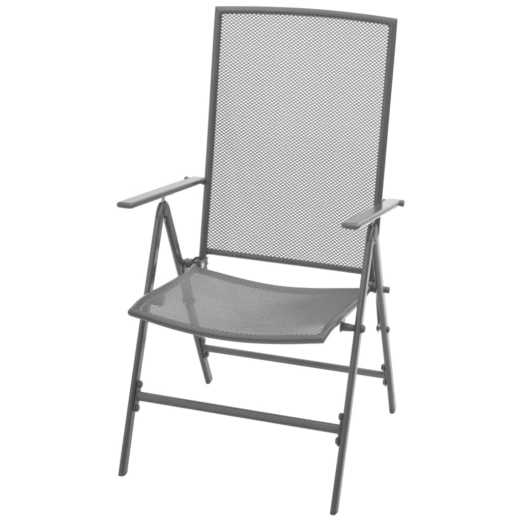Sedie da Giardino Impilabili 2 pz | Sedie da Esterno in Acciaio Grigio
