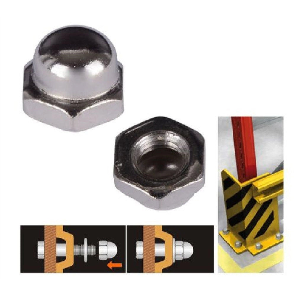 Trade Shop - Set 6pz Dado Dadi Ciechi Esagonali M10 Serraggio 10mm Per Chiave Esagonale 94920 -