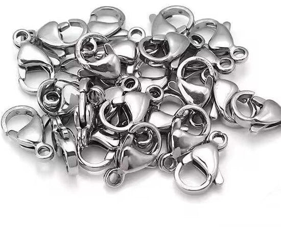 Sieradensluitingen in acciaio inossidabile 100 pezzi - Chiusura a molla 12 mm - Armband chiusura - Slit per artigianato di gioielleria - Creazione di gioielli DIY - Chiusura a molla con anello di chiusura