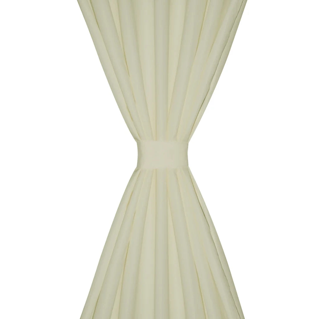 Set di 2 tende in micro raso color crema con passanti 140 x 245 cm decorazione per finestra 4002015