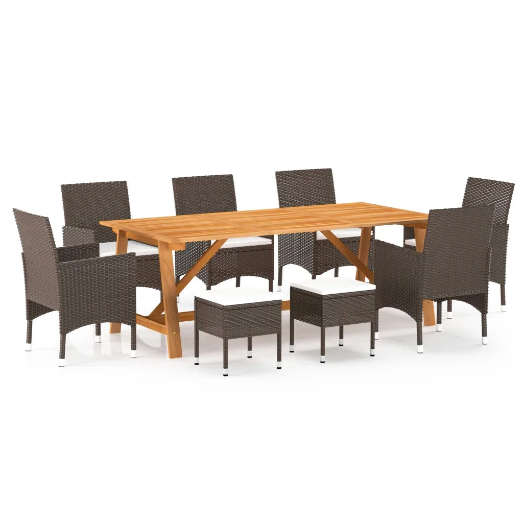 Set Mobili da Pranzo per Giardino 9 pz Marrone cod mxl 69224