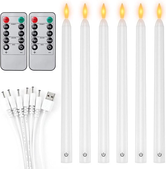 Set di candele elettriche con timer e telecomando - Candele elettriche senza fiamma - 100 ore di autonomia - 6 pezzi