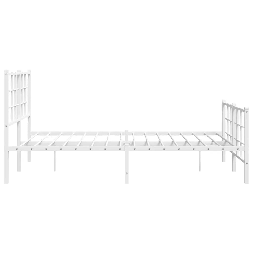 Giroletto con Testiera e Pediera-Struttura Letto Metallo Bianco 135x190 cm 757701