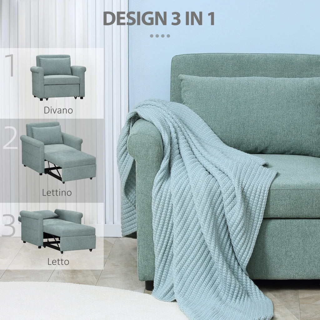Poltrona Letto Singolo Reclinabile con Seduta Imbottita ¨C Minimal ¨C Verde 96x84.5x87.5 cm