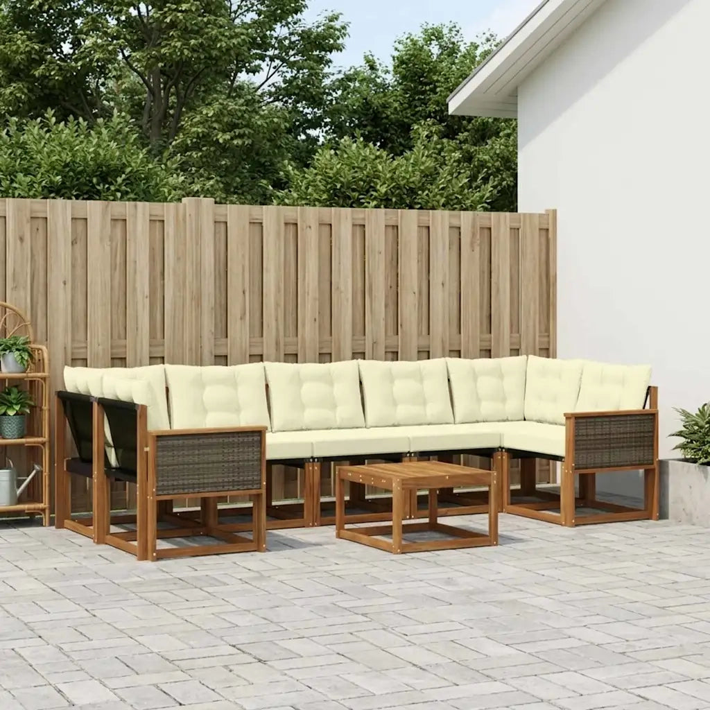 Set di divani da esterno con cuscino 8 pcs Naturale e Crema 3381834