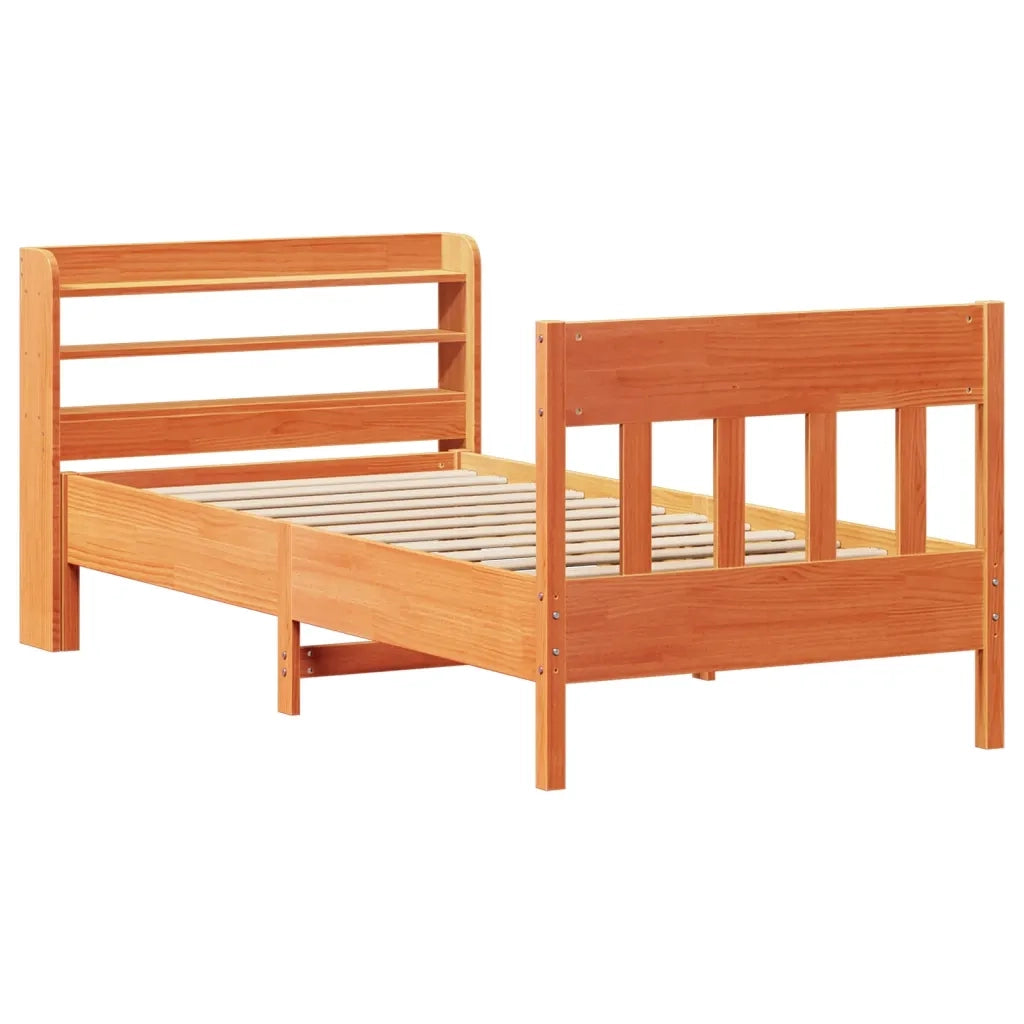 Letto singolo | Letto per adulti | Letto senza Materasso Marrone Cera 75x190 cm in Legno di Pino