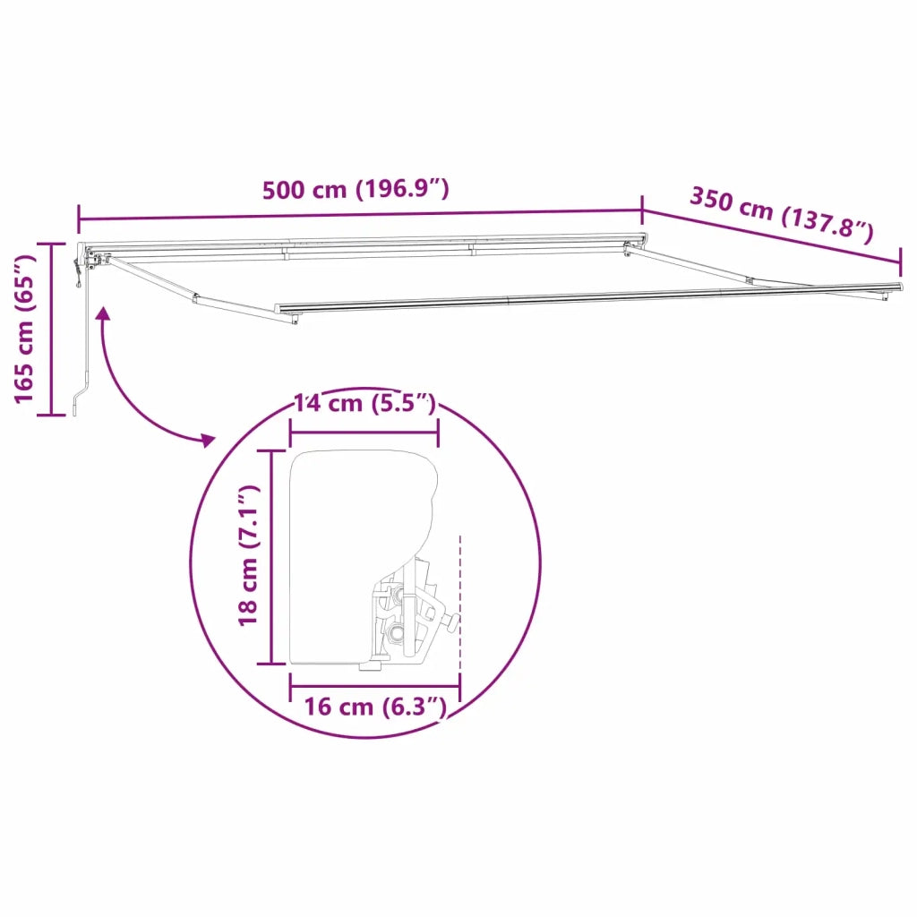 Struttura della tenda elettrica retrattile Antracite 5 × 3,5 m 42024832