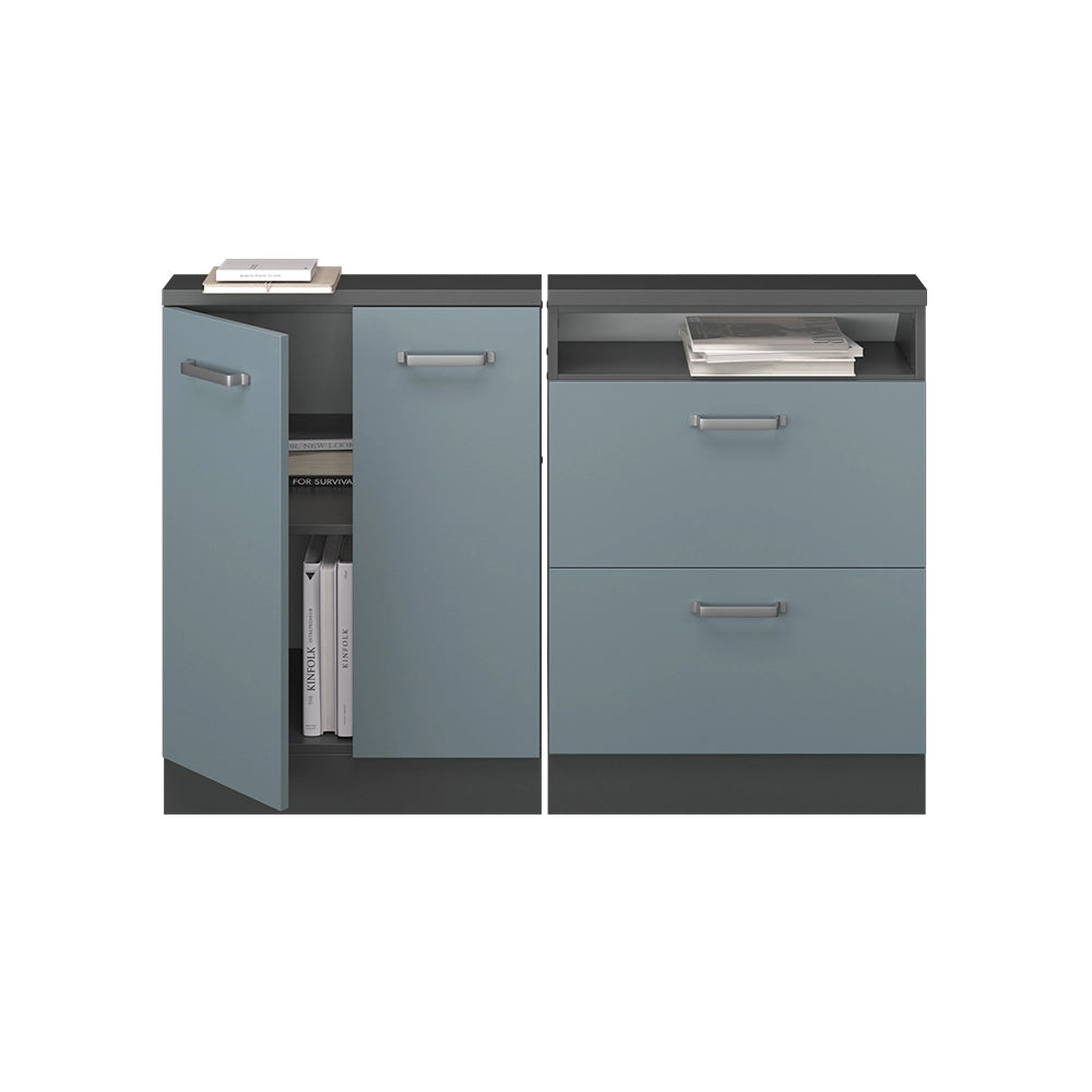 Set di mobili sottotetto Rion Grigio-blu/Antracite Set di 2 Vicco