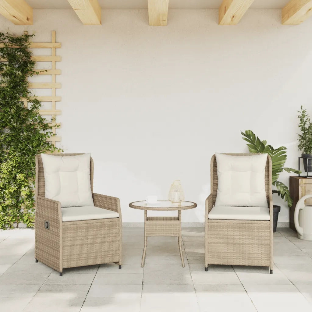 Sedie da Giardino Reclinabili 2 pz | Sedie da Esterno Beige Polyrattan