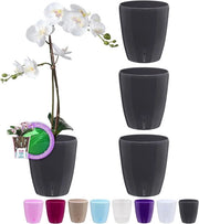 Set di 4 vasi per orchidee - autoscatolamento - antracite - diametro 15 cm