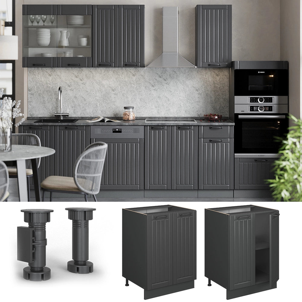 Vicco Mobiletto base cucina Grigio scuro 60 cm , PL Rovere