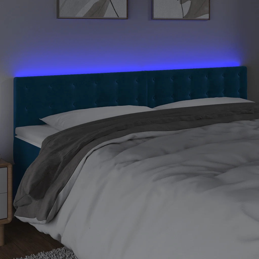 Testiera a LED-Testata con LED Blu scuro 160x5x78/88 cm in Tessuto 404281