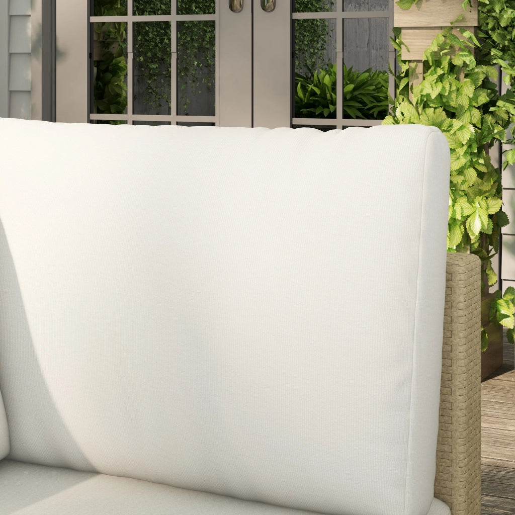 Divano Angolare 5 Posti con Tavolino ¨C Zephmum ¨C Beige, Polyrattan, Acciaio