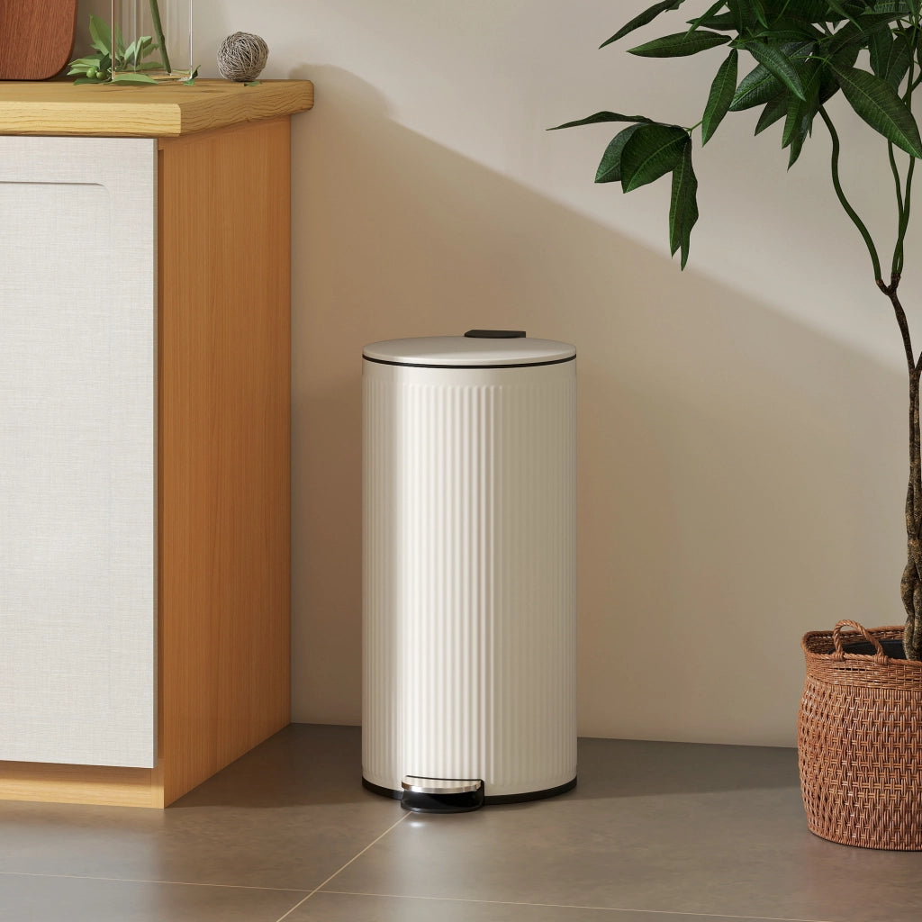 Cestino 30L con Pedale e Coperchio Morbido ¨C Zephmum ¨C Crema