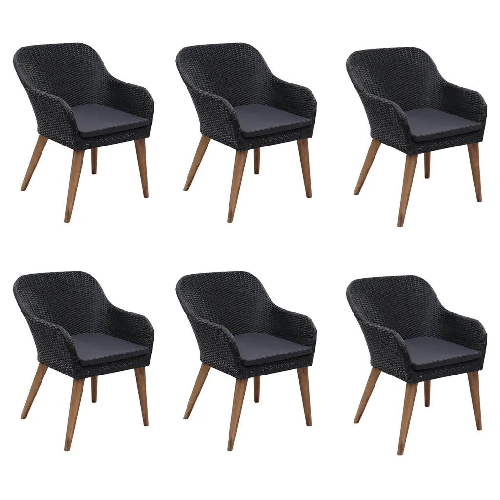 Set Mobili da Pranzo per Giardino 7 pz Nero 3068829