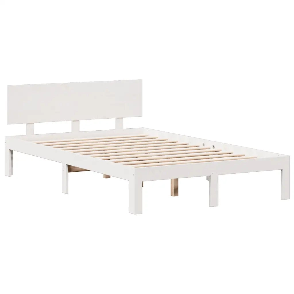 Letto Libreria senza Materasso Bianco 135x190 cm Legno di Pino 3322683