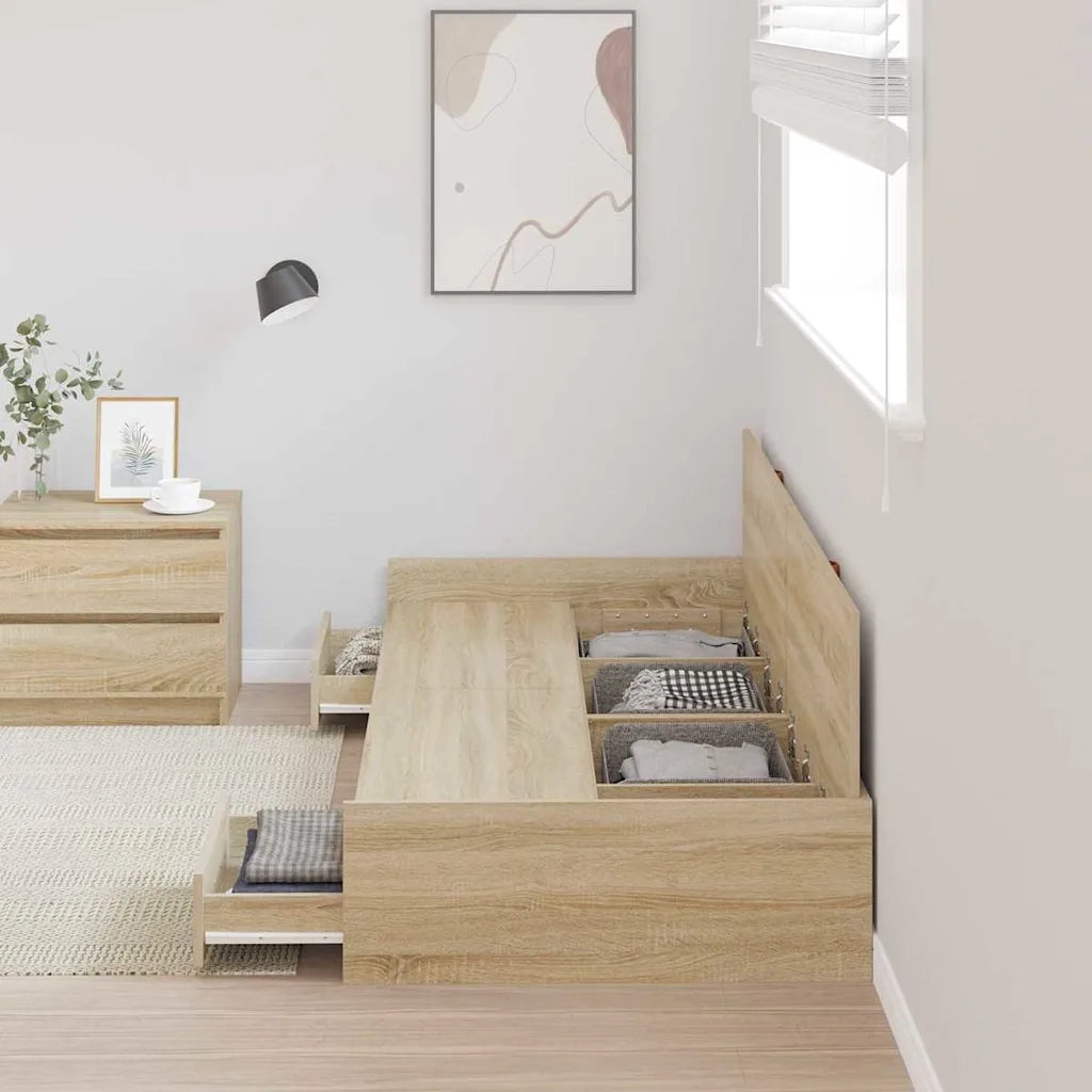 Struttura del letto Rovere Sonoma 75 x 190 cm Legno multistrato 3335255