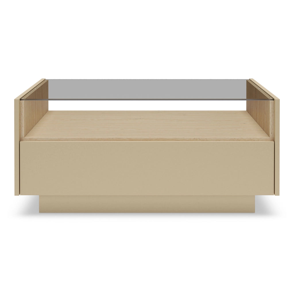 Karisasa, Tavolino da Salotto un Cassetto, 96x40x43h cm Marrone Chiaro
