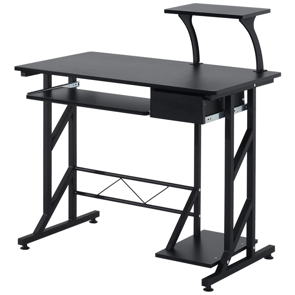 Scrivania per Computer con Cassetto e Tastiera ¨C Zephmum ¨C Nero 90x50x100 cm