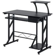 Scrivania per Computer con Cassetto e Tastiera ¨C Zephmum ¨C Nero 90x50x100 cm