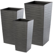 Set di 3 vasi da fiori KADAX, vasi da giardino + inserti, alti e grandi, grafite 37+47+57 cm