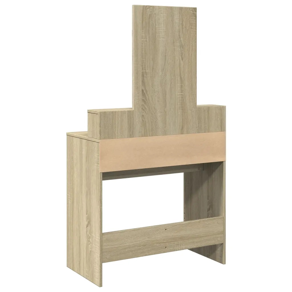 Toeletta con Specchio-Tavolo da Vanit¨¤ Rovere Sonoma 80x41x144,5 cm