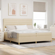 Letto a Sorgente LED con materasso Crema 200 x 200 cm Tessuto 3343052
