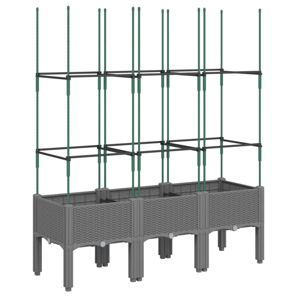 Fioriera Giardino con Traliccio-Vaso da Esterno-Contenitore per Piante Grigio Chiaro 120x40x142,5cm PP