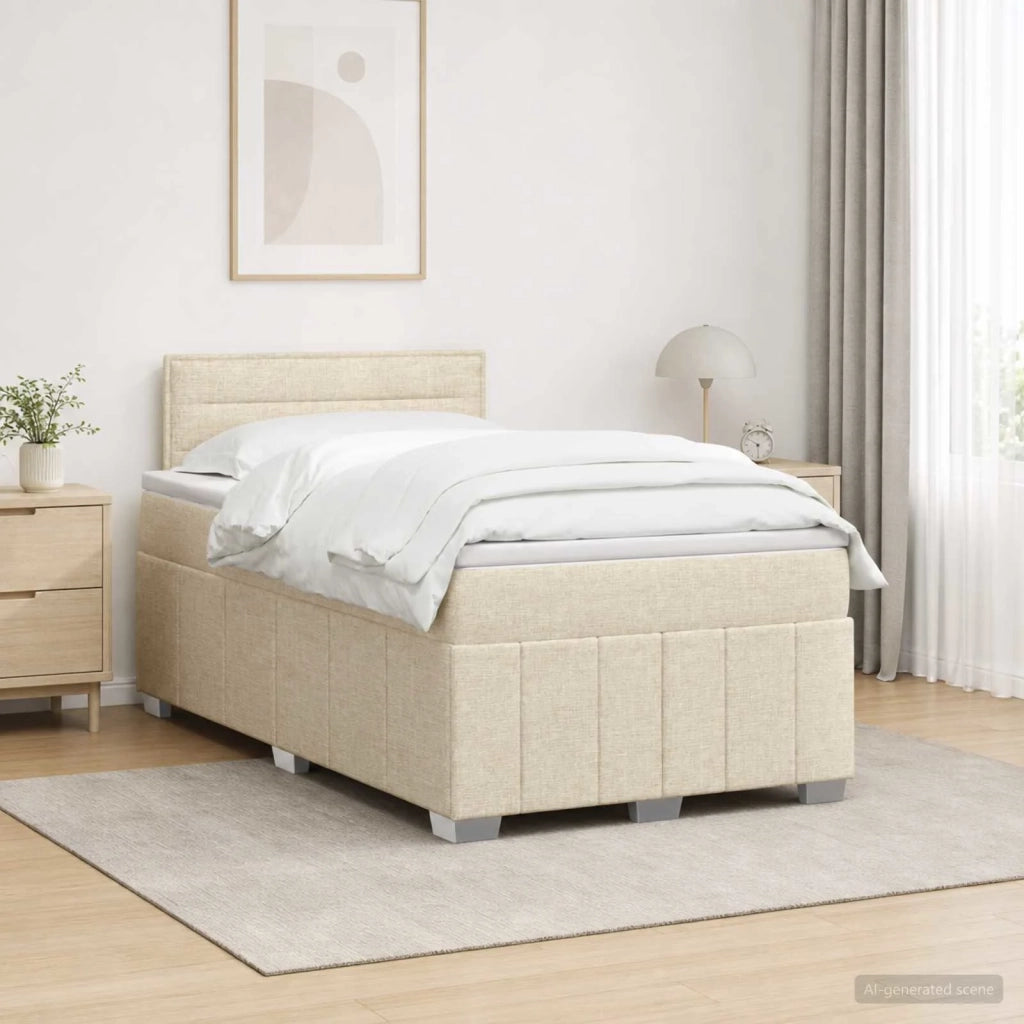 Letto box spring con materasso Crema 120 x 190 cm Tessuto 3452626