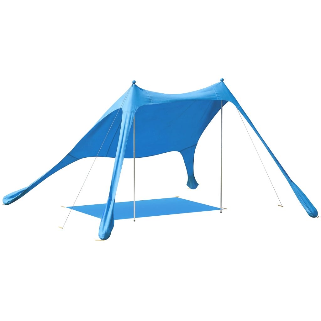 Tenda da Spiaggia UV 50+ per 2-4 Persone con Tappetino e Pala, in Lycra e Alluminio, 200x208x200 cm, Azzurro