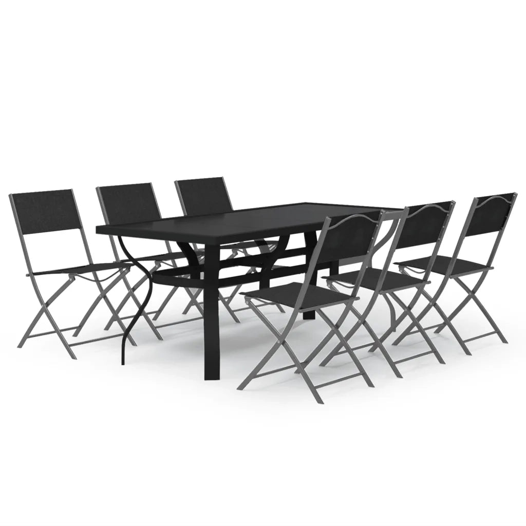 Set da Pranzo per Giardino 7 pz Grigio e Nero cod mxl 42774