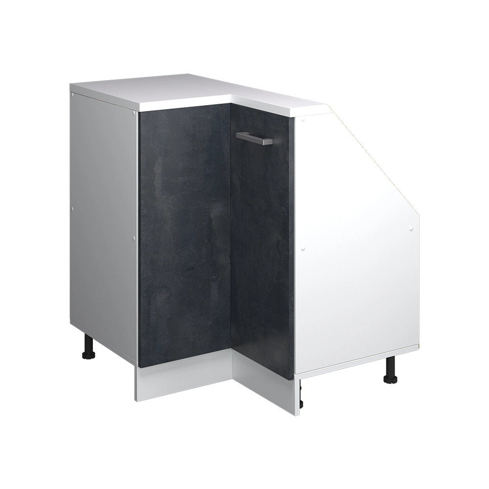 Mobile cucina angolare per sottotetto R-Line Calce nera/Bianco 75.6 cm con 1 porta Vicco