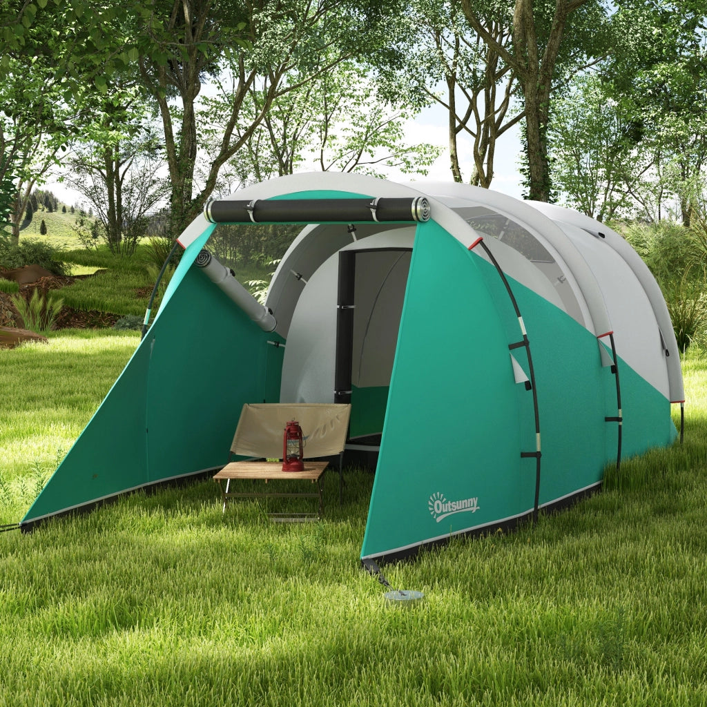 Tenda da Campeggio-Tenda per Escursionismo  3 Posti Impermeabile a Tunnel con Borsa di Trasporto, 460x260x190 cm, Verde