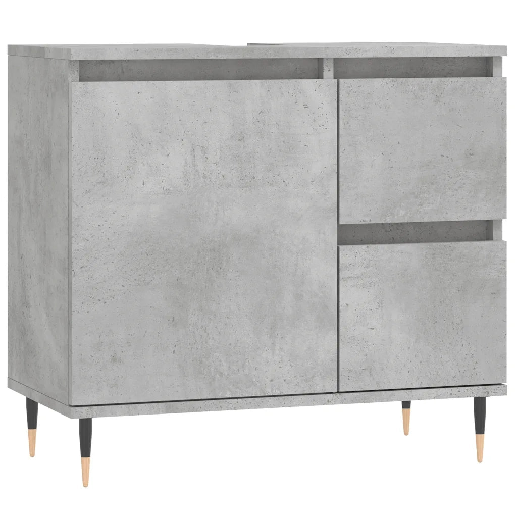 Armadietto da Bagno Grigio Cemento 65x33x60cm Legno Multistratocod mxl 80158