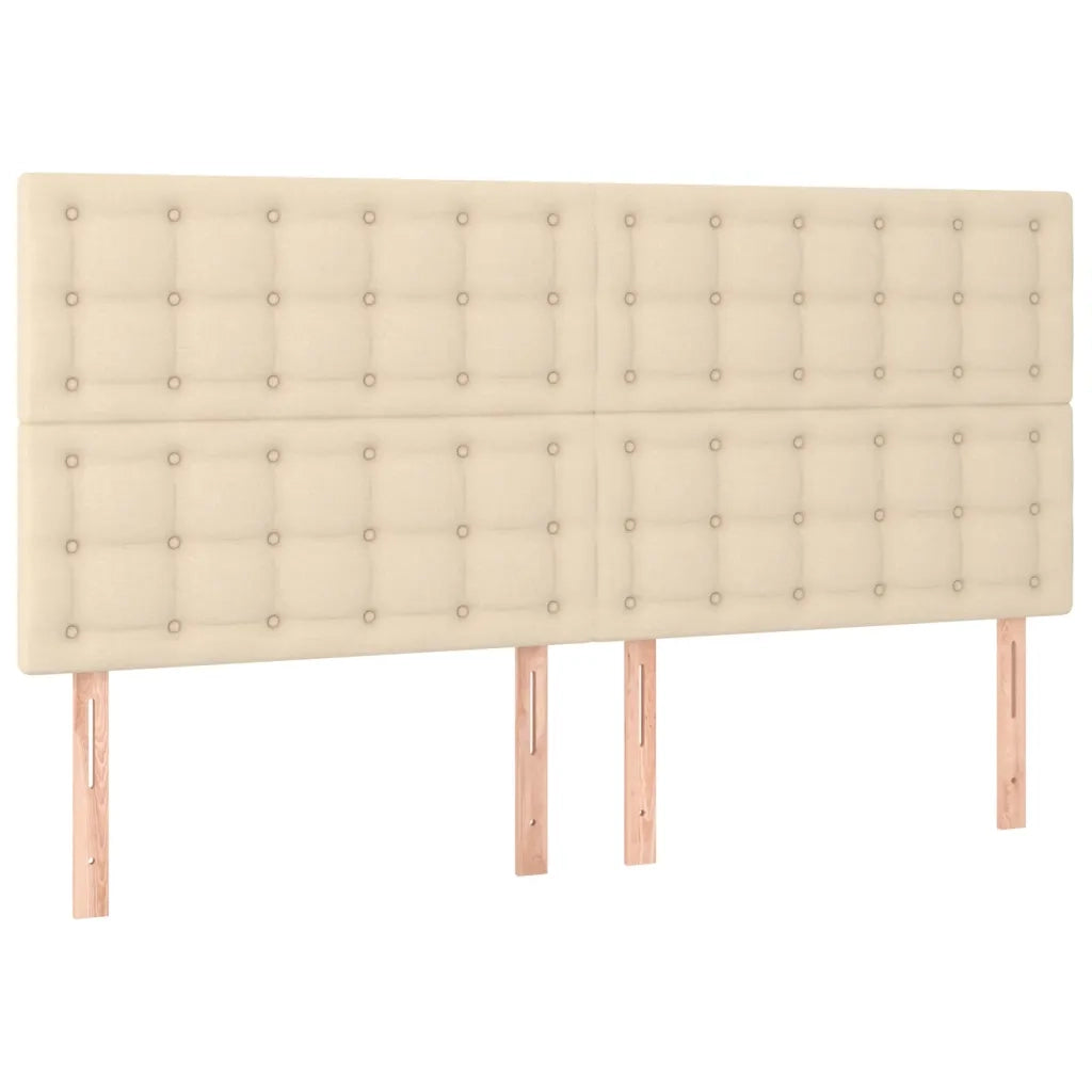 Testiera-Testata-Testiera Decorativa Crema 200x5x118/128 cm Tessuto 276946