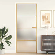 Porta Interni Sottile Oro 83x201,5cm Vetro Temperato Alluminio 155137