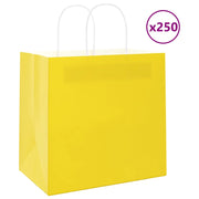 Sacchetti di Carta 250 pz con Manici Gialli 26x17x25 cm