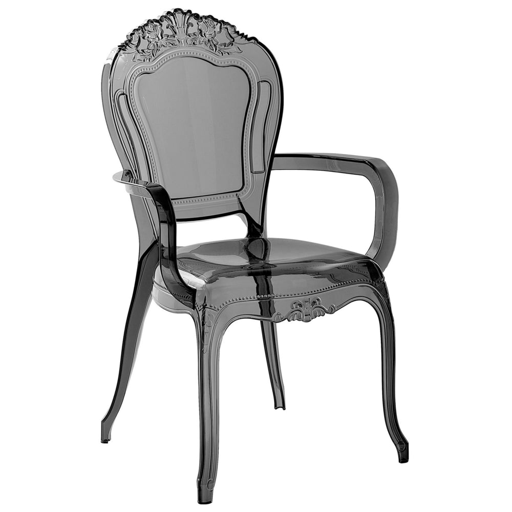 Set di 2 sedie da pranzo in acrilico Nero trasparente con schienale solido impilabili dal design moderno vintage
