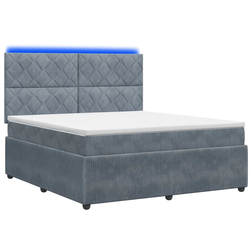 Letto Box Spring LED con Materasso Grigio Scuro 180 x 200 cm 3456126